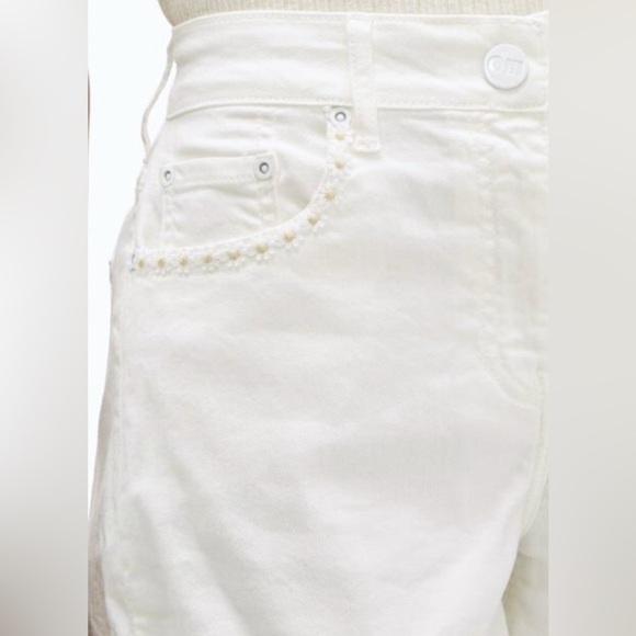 Solid & Striped Daisy Trim High Waisted White Denim Shorts Size 24 - Picture 3 of 7
